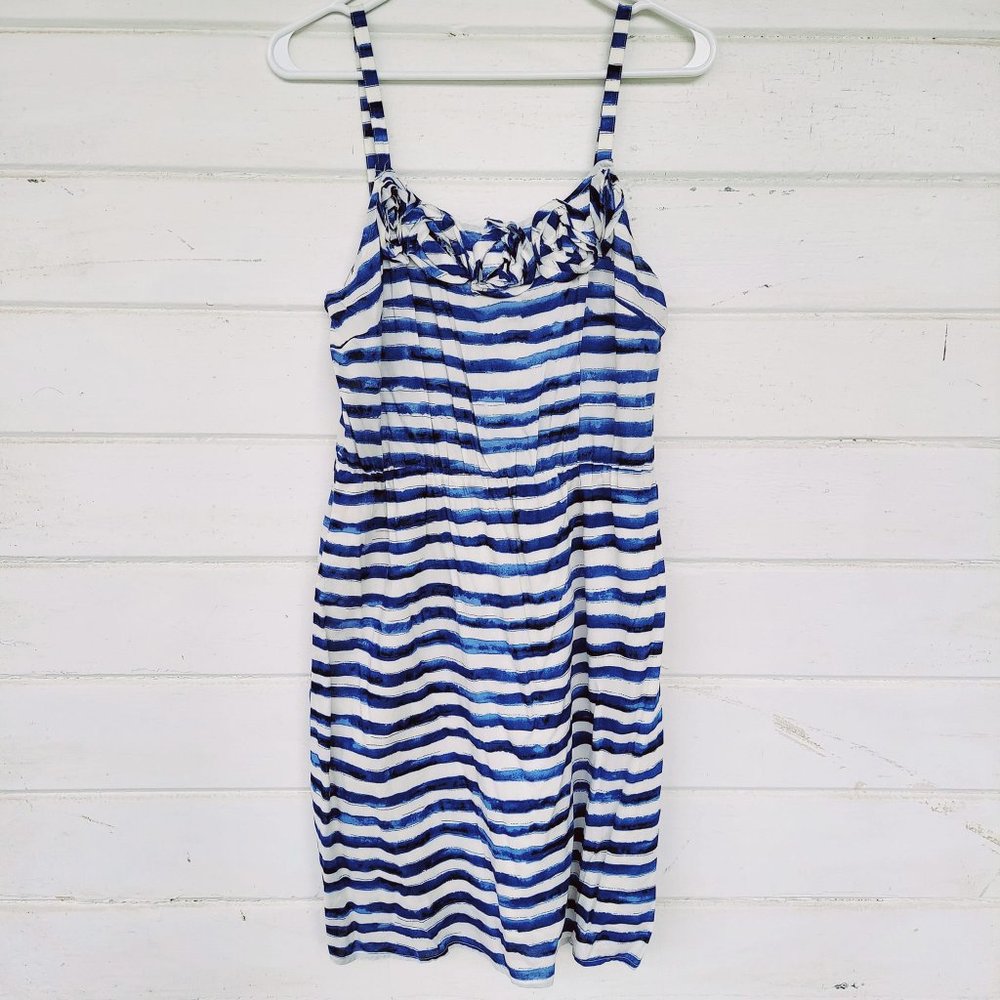 Ann Taylor LOFT Blue White Stripe Dress Size 8
